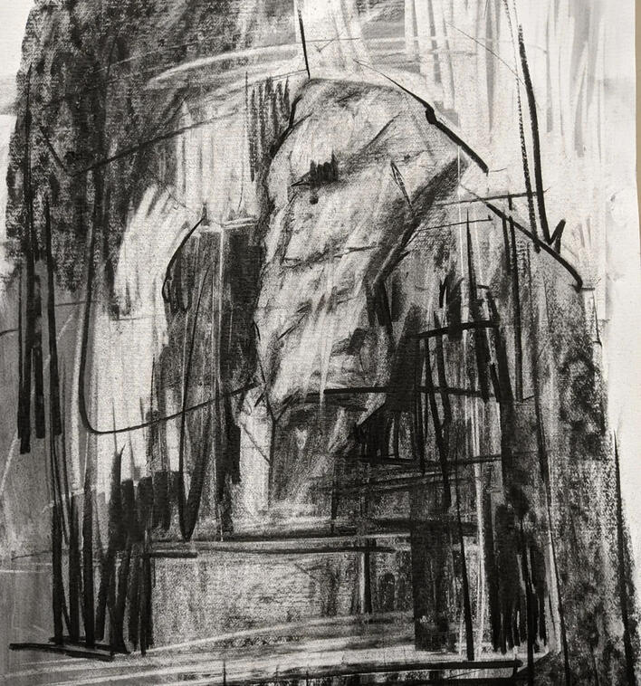 Statue study with Charcoal on paper